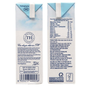 Sữa tươi tiệt trùng TH true MILK không đường 1 lít