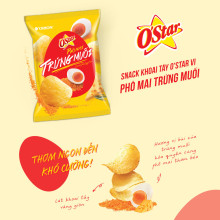 Snack khoai tây vị phô mai trứng muối O'Star 56g
