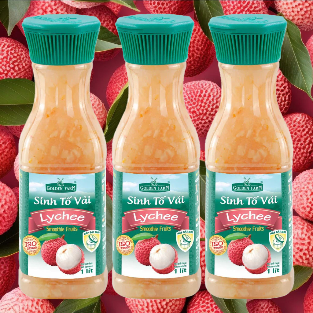 Phong Vân | Sinh tố vải Golden Farm Lychee Smoothie Fruits 1 lít
