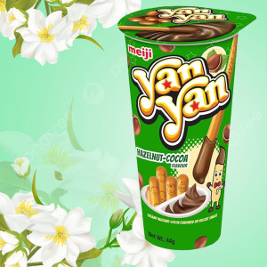 Bánh Que Yan Yan Meiji Chấm Kem Hương Cacao Hạt Phỉ 44g