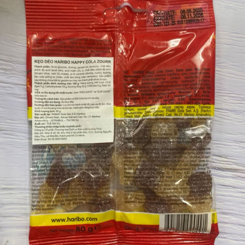 Kẹo dẻo chua ngọt Haribo Happy Cola Sour Fresh 80g