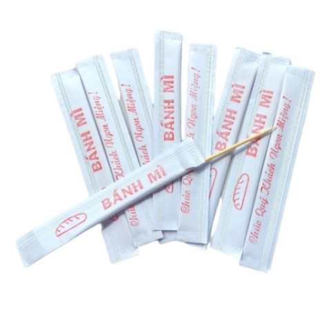 Tăm bọc bao giấy có chữ gói 500 cây