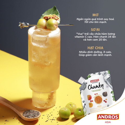 Mứt trái cây Andros Chunky Mơ, Sơ ri & Hạt chia 1kg