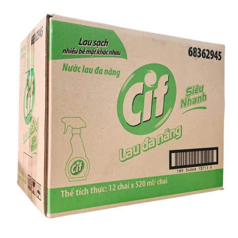 Nước lau đa năng Cif hương chanh chai xanh lá 520ml