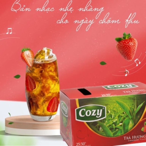 Trà hương dâu Cozy Strawberry Flavored Tea hộp 50g