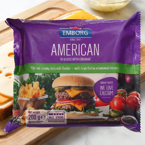 Phô mai lát Emborg American Slices With Cheddar 200g F122841