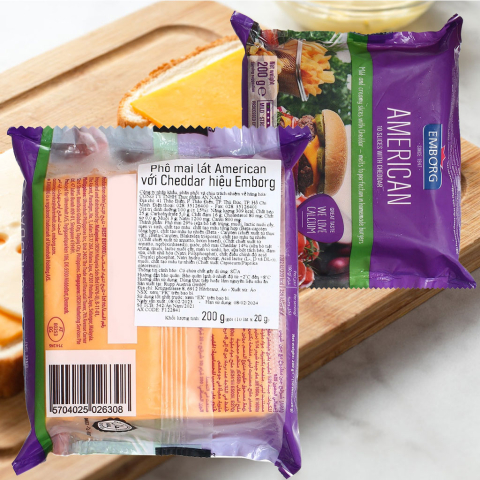 Phô mai lát Emborg American Slices With Cheddar 200g F122841