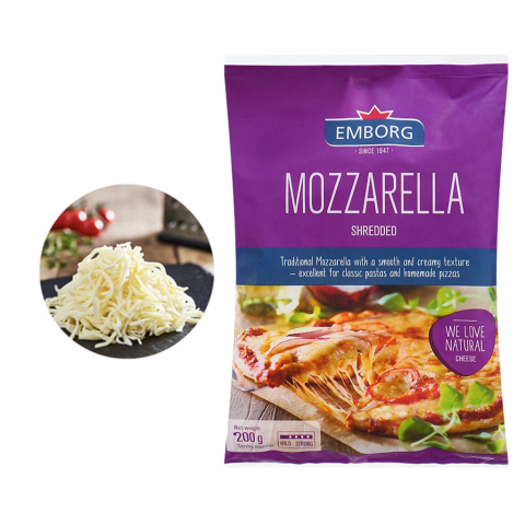 Phô mai bào sợi Emborg Mozzarella Shredded 200g F122851
