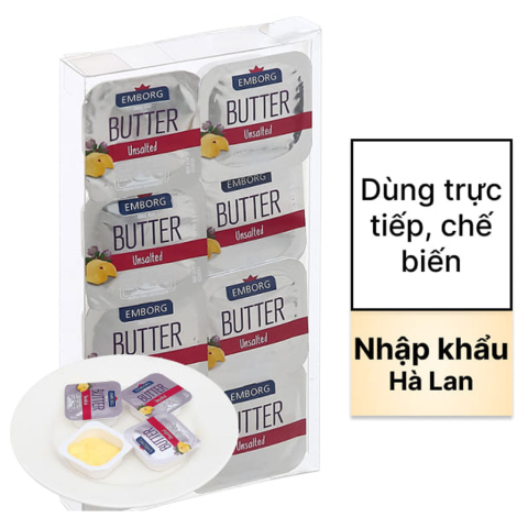 Bơ lạt Emborg Butter Unsalted vĩ 64g 8 viên 8g F122864