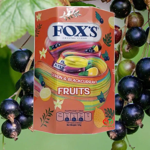 Kẹo Fox's trái cây chanh và lý chua đen 125g