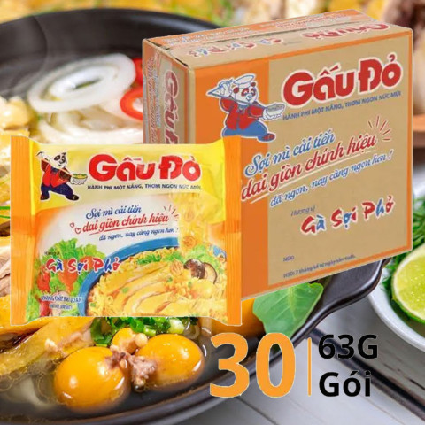 Mì gà sợi phở Gấu Đỏ 63g x 30