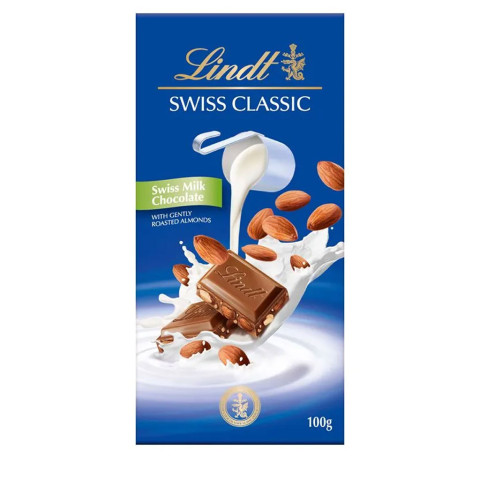 Sôcôla sữa nhân hạnh nhân Lindt Swiss Classic 100g F118852