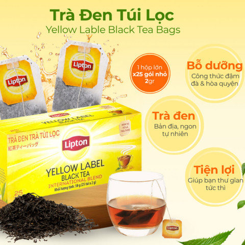 Trà túi lọc Lipton nhãn vàng 25 túi