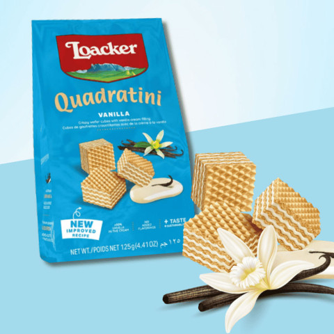 Bánh xốp vani Loacker Quadratini Vanilla 125g
