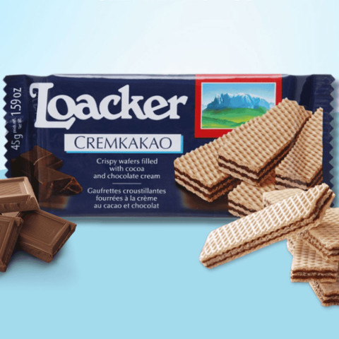 Bánh xốp nhân kem cacao Loacker Cremkakao 45g
