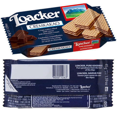 Bánh xốp nhân kem cacao Loacker Cremkakao 45g