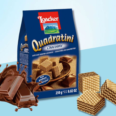 Bánh xốp Sôcôla Loacker Quadratini Chocolate 250g