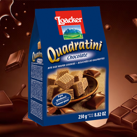 Bánh xốp Sôcôla Loacker Quadratini Chocolate 250g