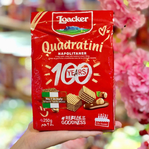 Bánh xốp Loacker Quadratini Napolitaner kem hạt dẻ 250g