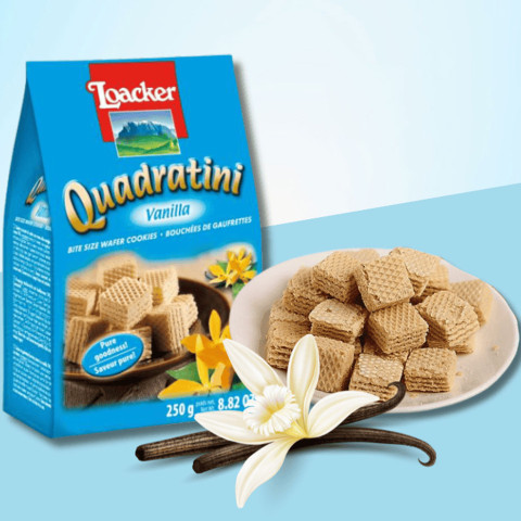 Bánh xốp vani Loacker Quadratini Vanilla 250g