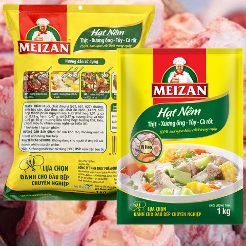 Hạt nêm vị heo Meizan thịt, xương ống, tủy & cà rốt 1kg