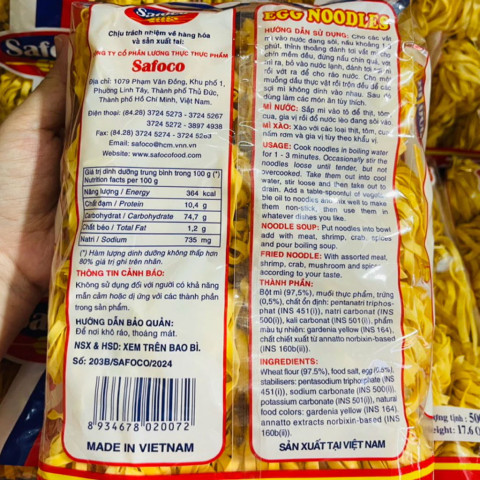 Mì trứng sợi to 500g