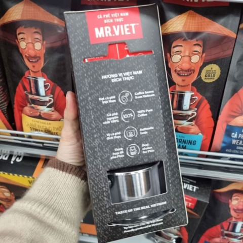 Cà phê hạt rang xay kèm phin Mr. Viet 250g