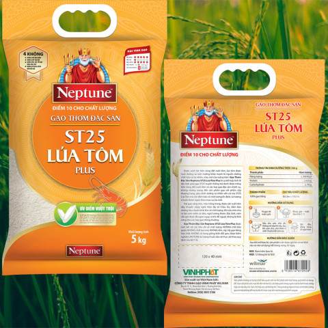 Gạo Thơm Đặc Sản Neptune ST25 Lúa Tôm Plus 5kg