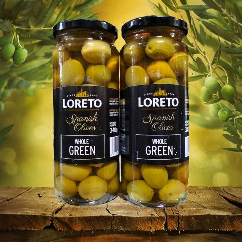 Quả ôliu xanh có nhân Loreto Whole Green Olives 440g