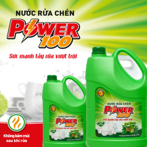Nước Rửa Chén Power100 Hương Trà Xanh 3.5 lít