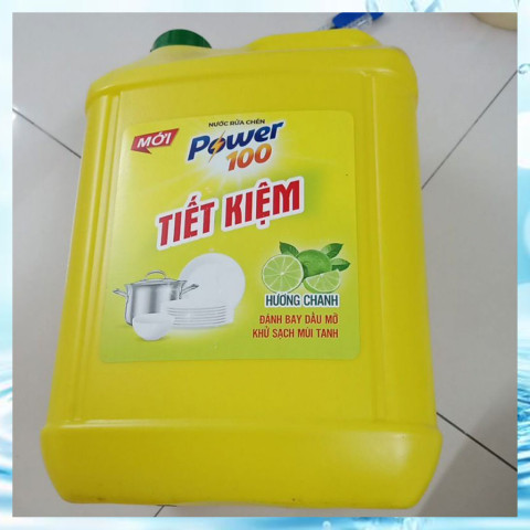 Nước rửa chén POWER100 tiết kiệm hương chanh can 9kg