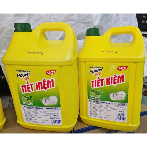 Nước rửa chén POWER100 tiết kiệm hương chanh can 9kg