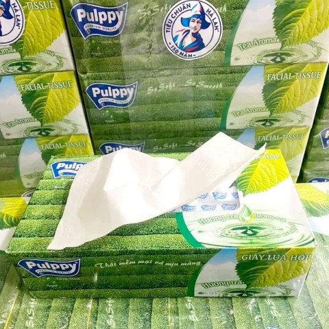 Khăn giấy lụa hộp xanh Pulppy