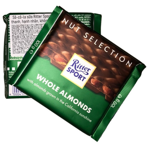 Sôcôla sữa hạnh nhân Ritter Sport Whole Almonds 100g F122473