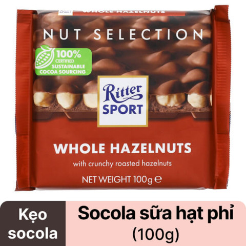 Sôcôla hạt phỉ Ritter Sport Whole Hazelnuts 100g F122474