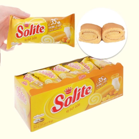 Bánh bông lan cuộn vị bơ sữa Solite 360g