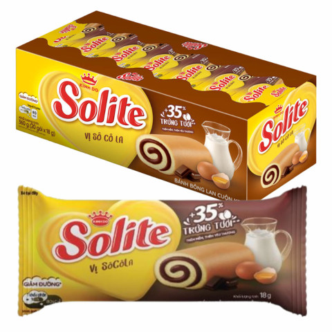 Bánh bông lan cuộn kem vị socola Solite hộp 360g