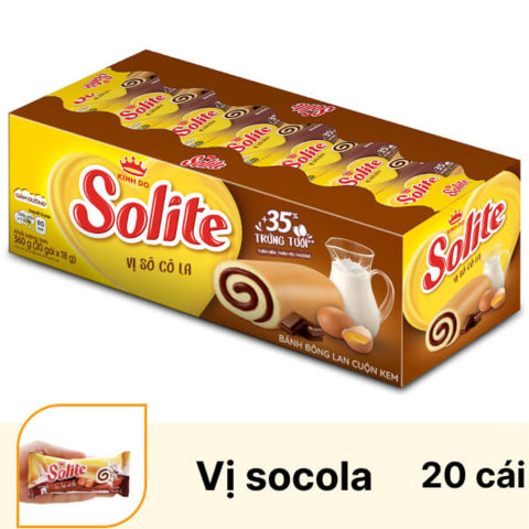 Bánh bông lan cuộn kem vị socola Solite hộp 360g