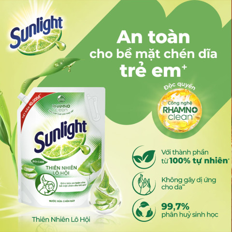 Nước rửa chén thiên nhiên lô hội Sunlight 200gr