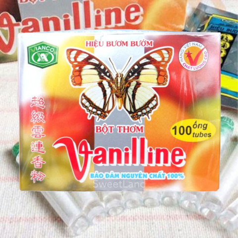 Bột thơm Vanilline Con Bươm Bướm hộp giấy 100 ống
