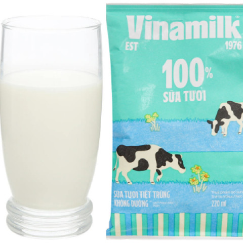 Sữa tươi tiệt trùng không đường Vinamilk gói 220ml
