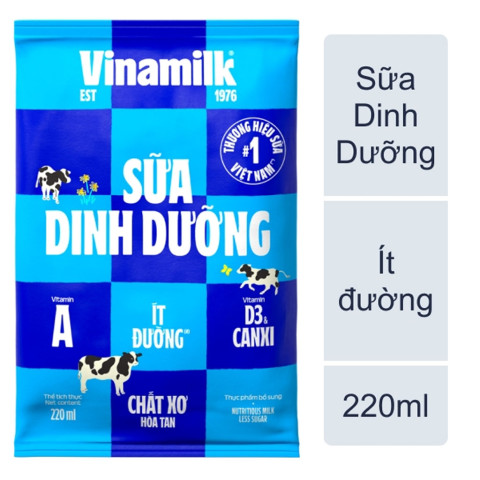 Sữa dinh dưỡng ít đường Vinamilk 220ml