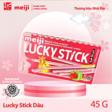 Bánh que Meiji Lucky Stick phủ kem dâu 45g