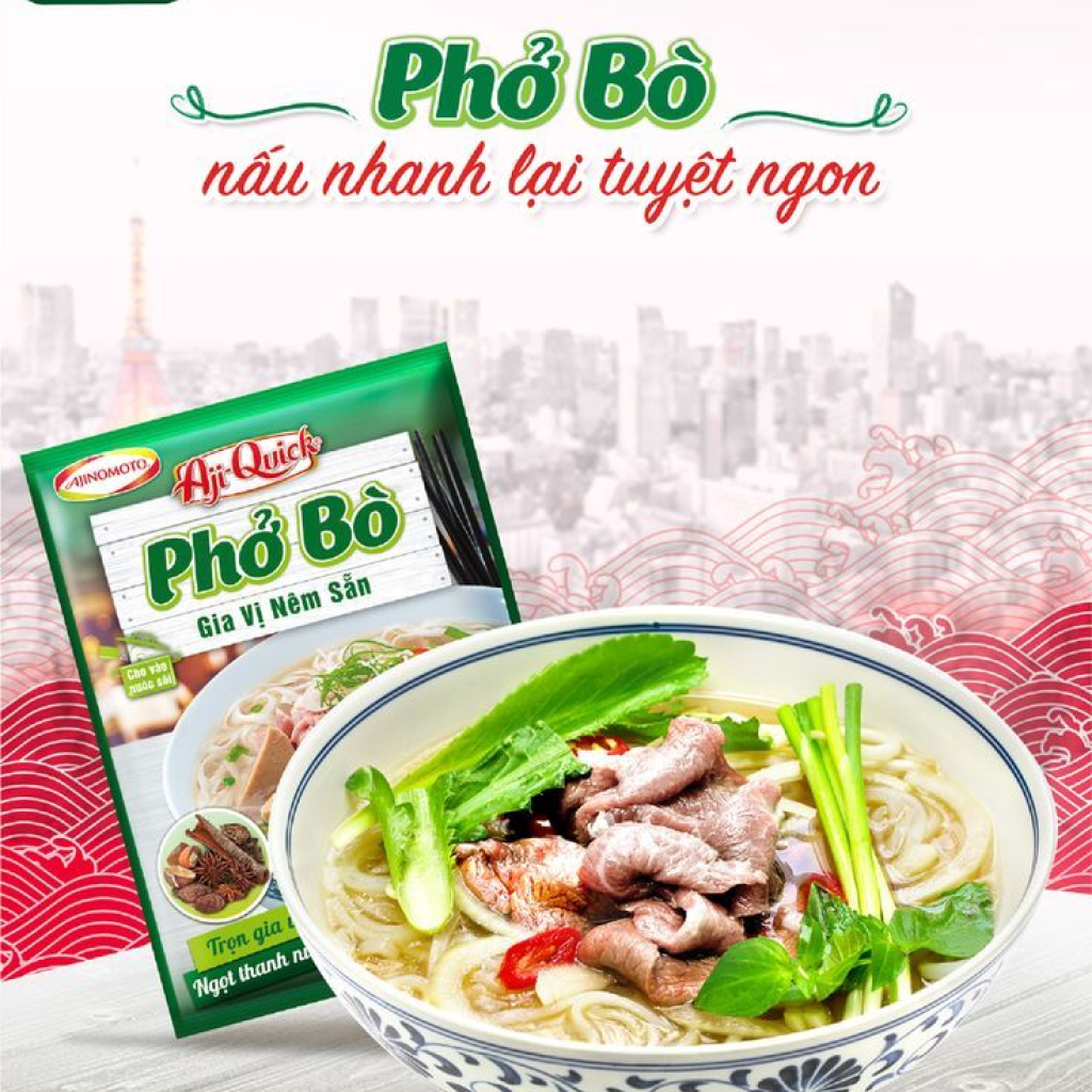 Gia vị nêm sẵn Aji-Quick phở bò 57g