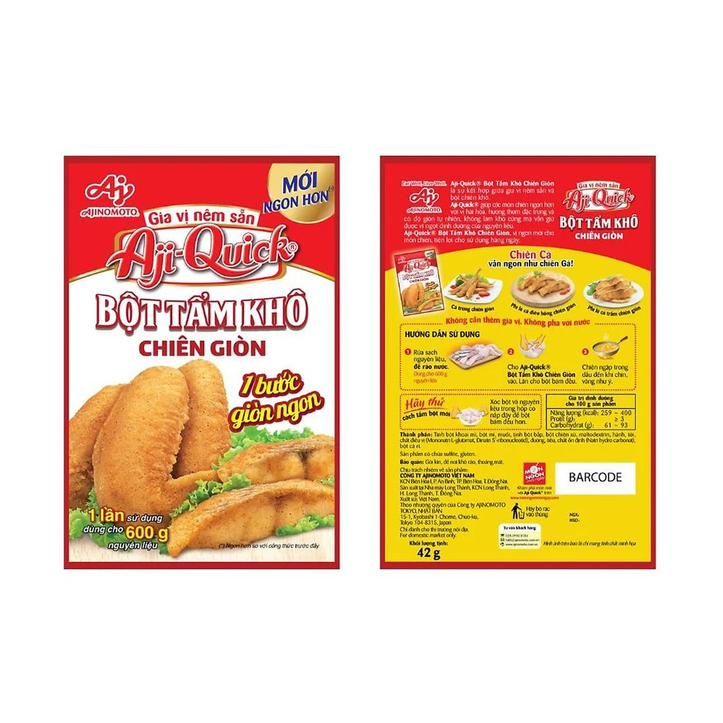 Bột tẩm khô chiên giòn Aji-Quick Ajinomoto 42g