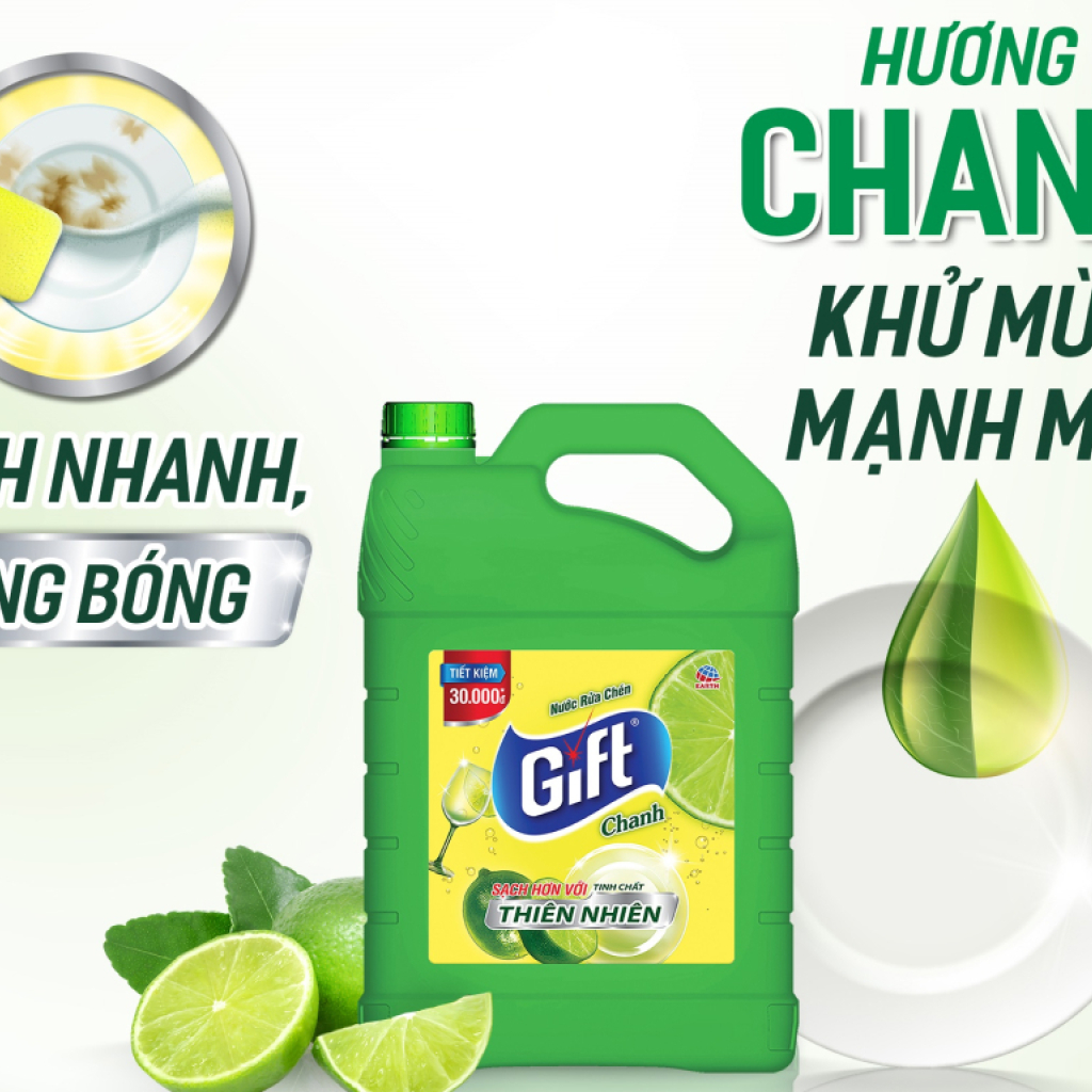Nước rửa chén Gift hương chanh 3.8kg