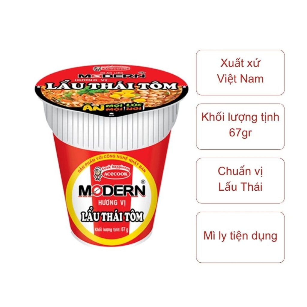 Mì Modern lẩu Thái tôm ly 65g