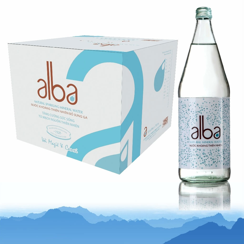 Nước Khoáng Có Ga Chai Thuỷ Tinh Alba 450ml