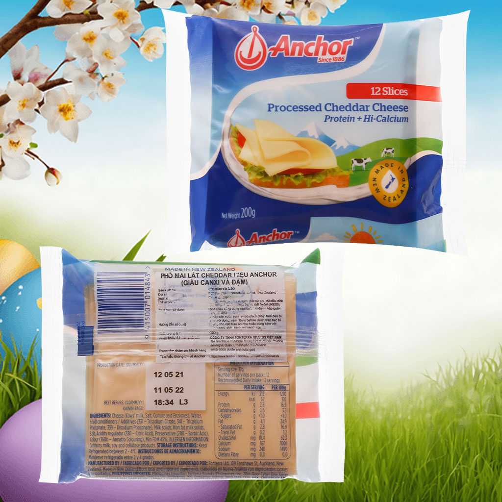 Phô mai lát Cheddar hiệu Anchor 200g