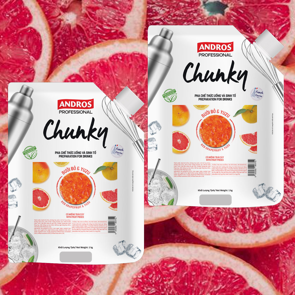 Mứt Bưởi Đỏ & Yuzu Andros Chunky 1kg